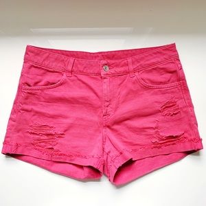 Cotton On Pink Cuffed Distressed Denim Shorts